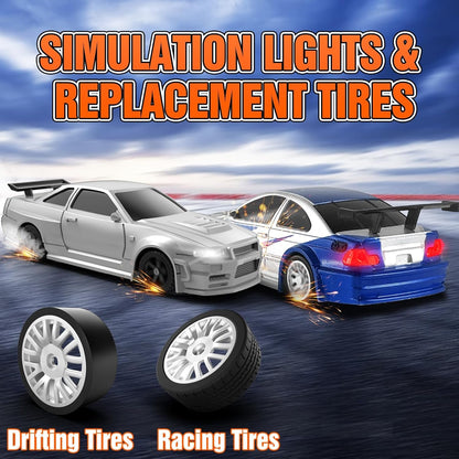 RC Drift Car, 1/43 Mini RC Drift Car with Gyroscope, 2.4GHz Full Proportional Remote Control Cars, 4WD High Speed Racing with Lights, Racing Tires, Model Cars Gift for Adults, Kids, Boys, Girls Visit the Everbigmai Store