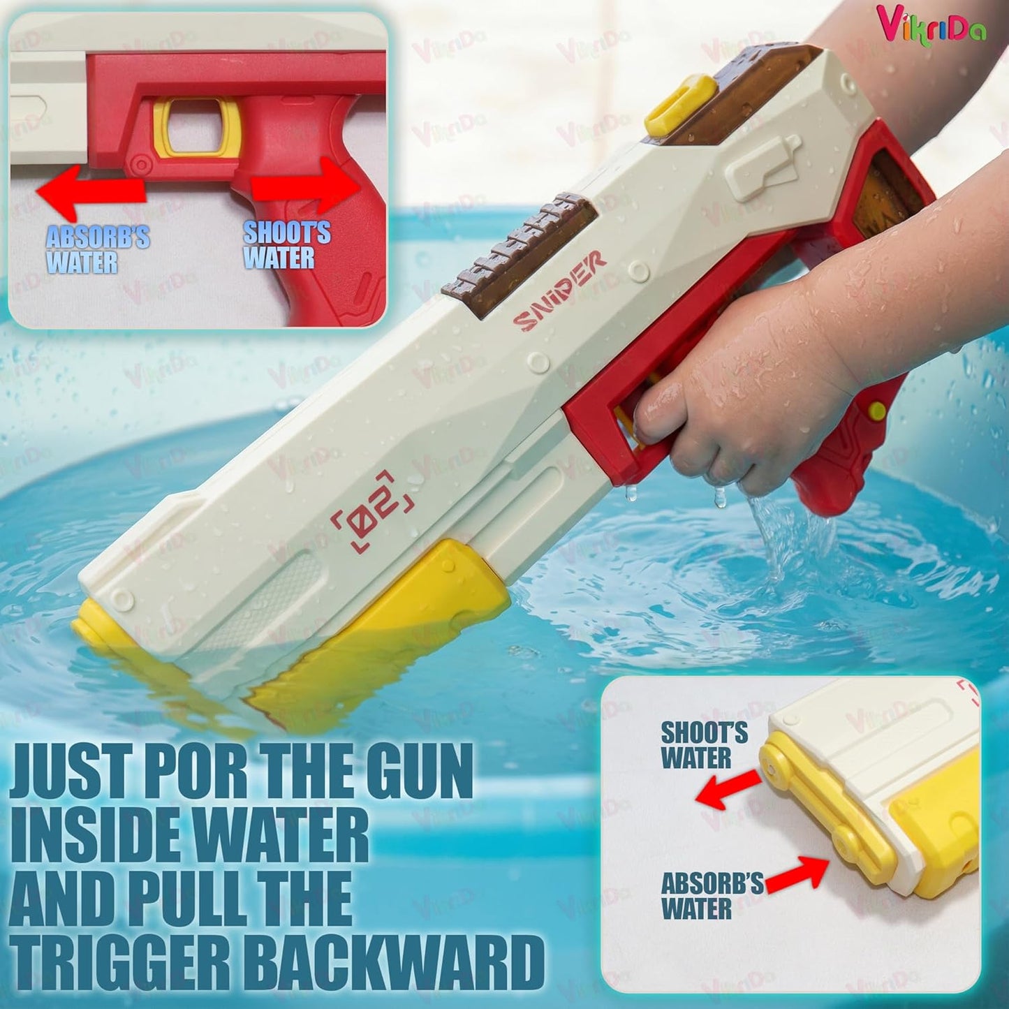 Holi Electric Pichkari Water Gun with Silicon Tub for Kids Dual Mode Automatic and Manual Operation Long-Range Shooting Leakproof Water Tank Rechargeable Water Gun for Boys and Girls