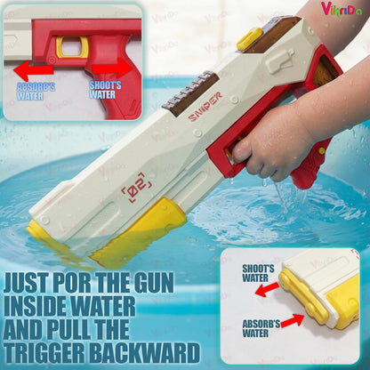 Holi Electric Pichkari Water Gun with Silicon Tub for Kids Dual Mode Automatic and Manual Operation Long-Range Shooting Leakproof Water Tank Rechargeable Water Gun for Boys and Girls
