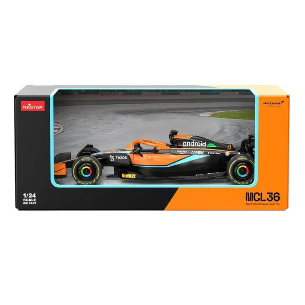 Rastar 1/24 Scale 56800 - MCL36 2022 Emilia Romagna GP - Orange/Blue/Black