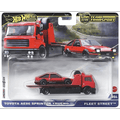 Cocoland Toyz Toyota AE86 Sprinter Trueno loaded on Fleet Street transport truck  in Red premium die-cast vehicle set