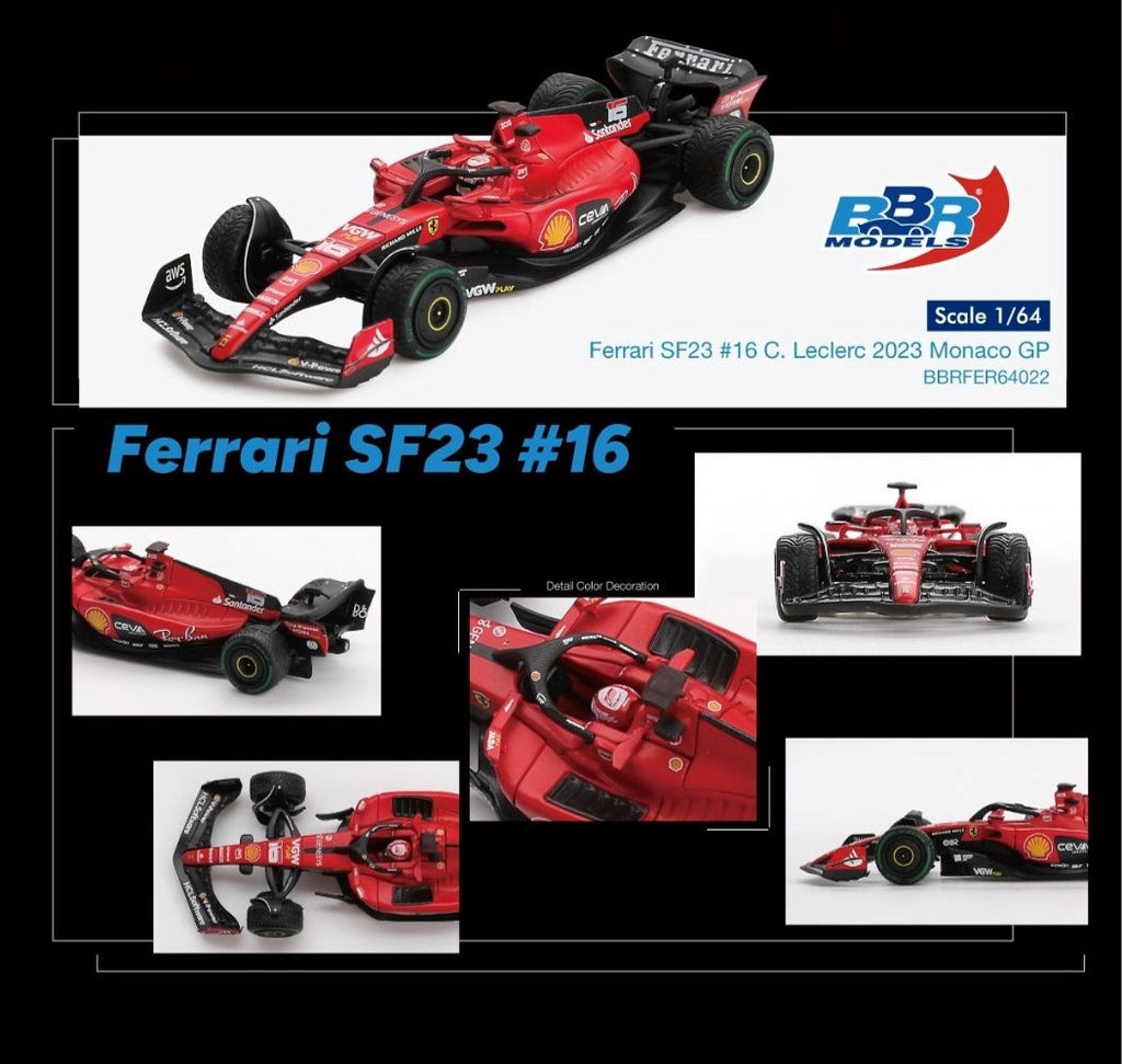 BBR Models Ferrari SF23 2023 Monaco GP – #16 Charles Leclerc – BBRFER64022