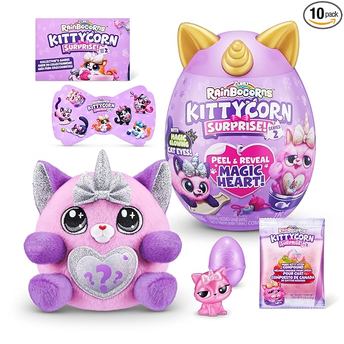 Rainbocorns Kittycorn Surprise Series 2, Sola the Bengal Cat - Collectible Plush - 10 Surprises to Unbox, Peel and Reveal Heart, stickers, Ages 3+ (Bengal Cat)