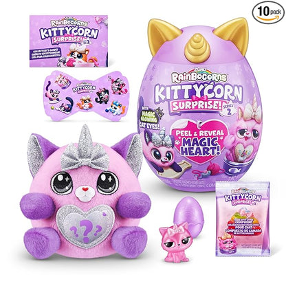 Rainbocorns Kittycorn Surprise Series 2, Sola the Bengal Cat - Collectible Plush - 10 Surprises to Unbox, Peel and Reveal Heart, stickers, Ages 3+ (Bengal Cat)