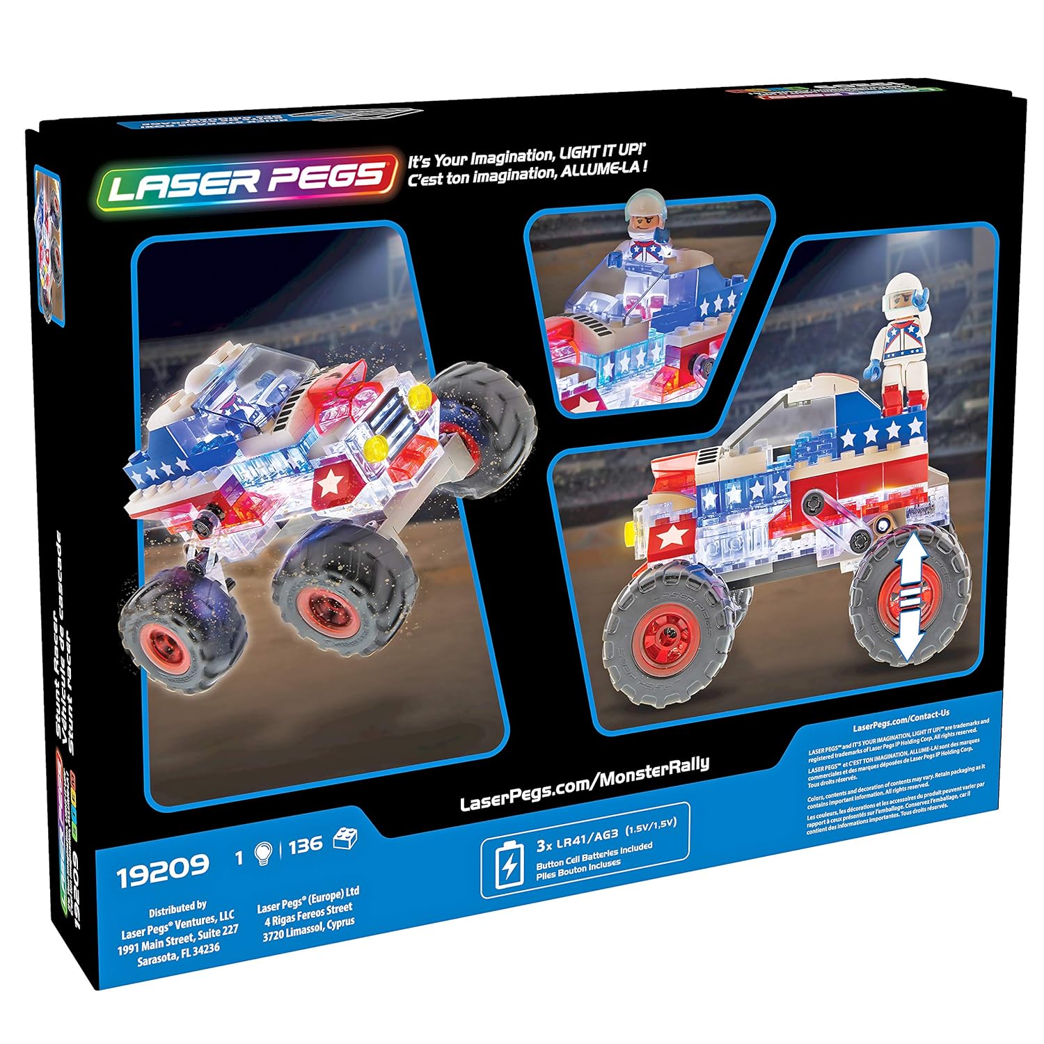 Laser Pegs Stunt Racer Light-Up Building Block Playset