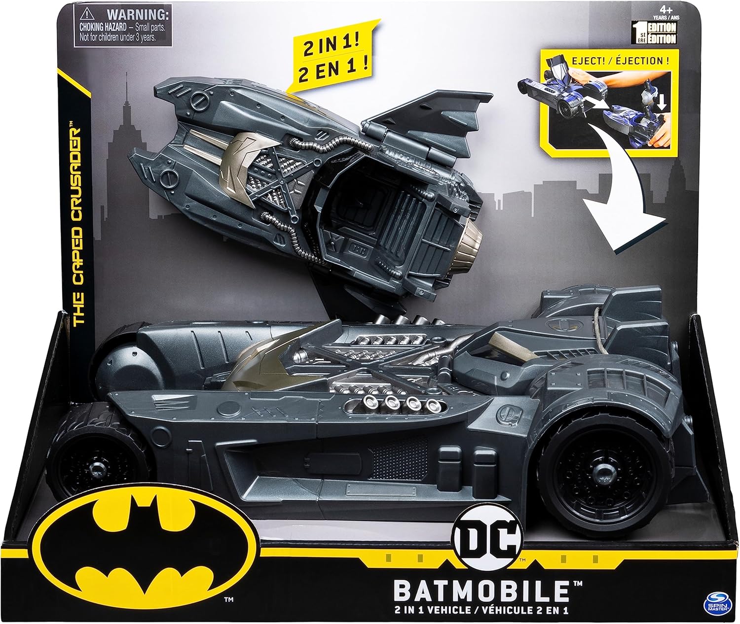 Batman, Batmobile and Batboat 2-in-1 Transforming Vehicle, for Use with Batman 10 cm Action Figures