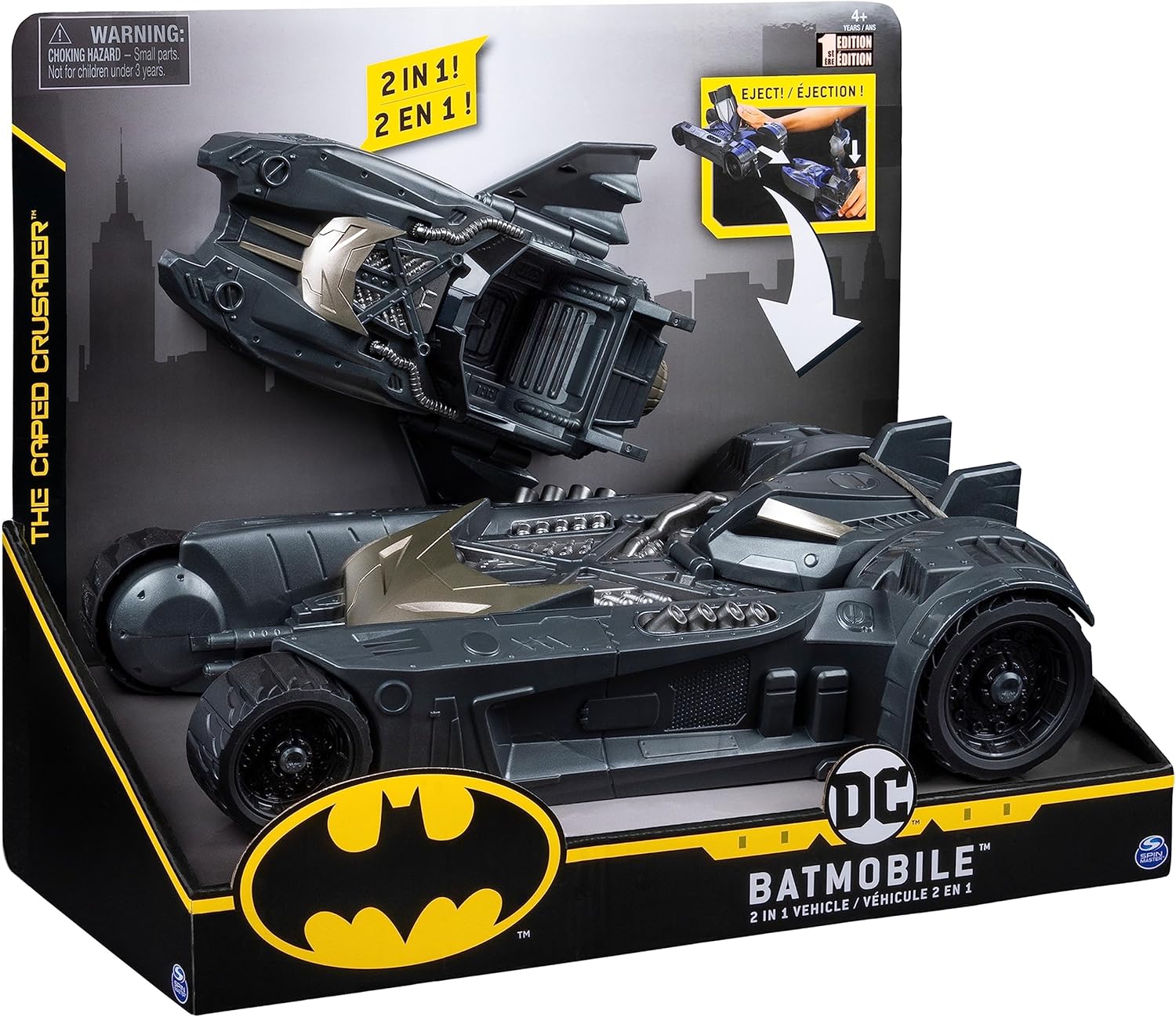 Batman, Batmobile and Batboat 2-in-1 Transforming Vehicle, for Use with Batman 10 cm Action Figures