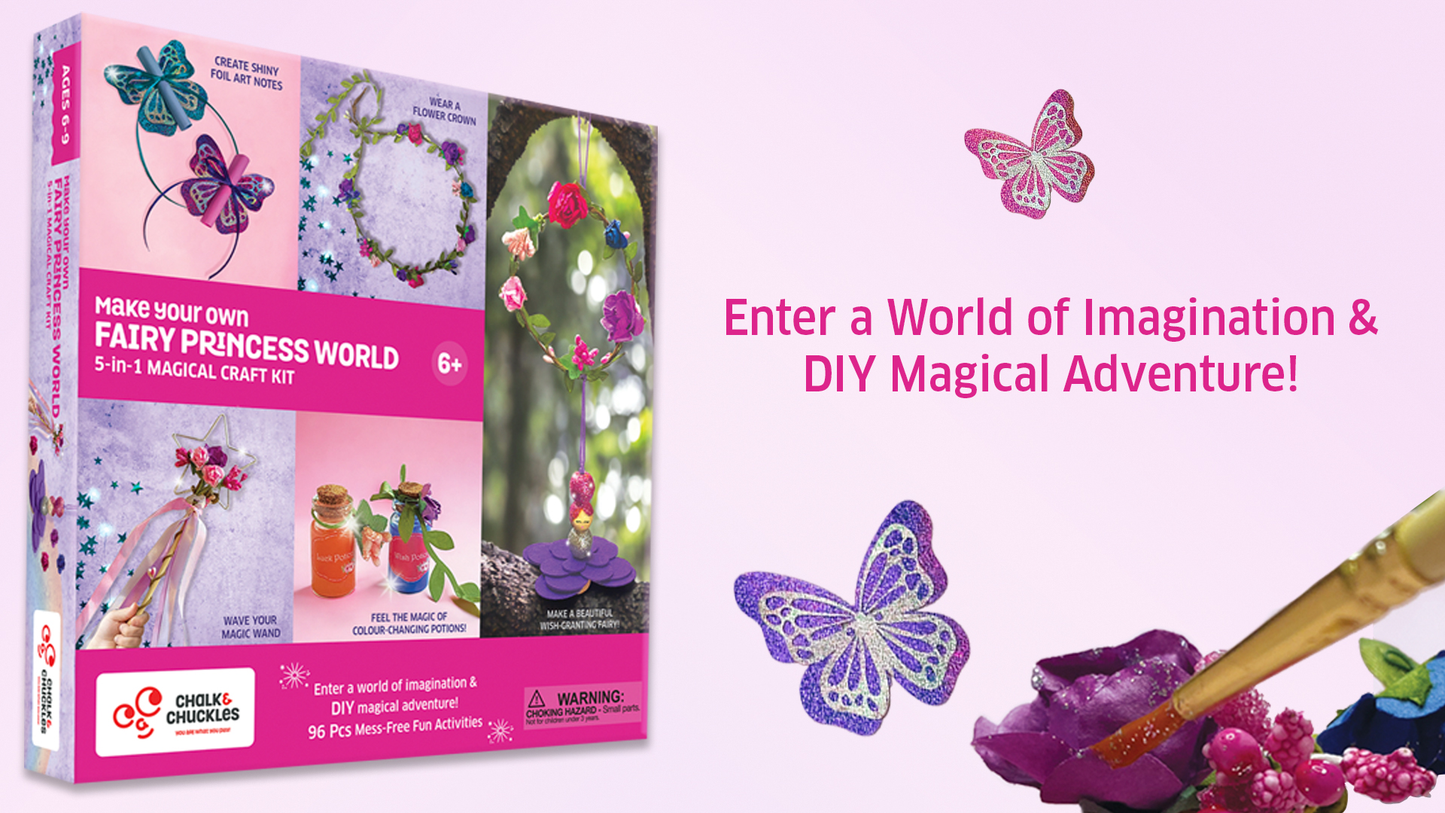 Chalk and Chuckles Paper Art and Craft Kit,Make Your Own Fairy Princess