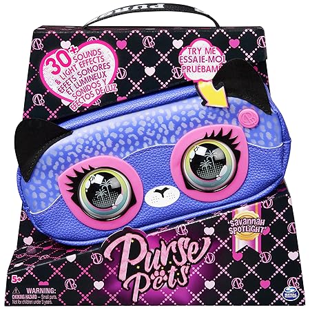 Purse Pets Savannah Spotlight Bum Bag for Children - Interactive Cross Body Bag with More than 30 Light Effects, Sounds, Reactions and Music, Children's Bag and Toys in One, from 5 Years