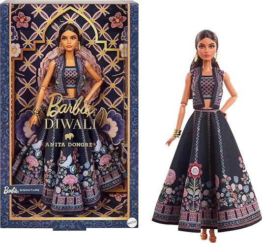 Barbie Diwali Doll by Anita Dongre Wearing Festival of Lights Look, Holiday Collectible with Doll Stand & Certificate of Authenticity