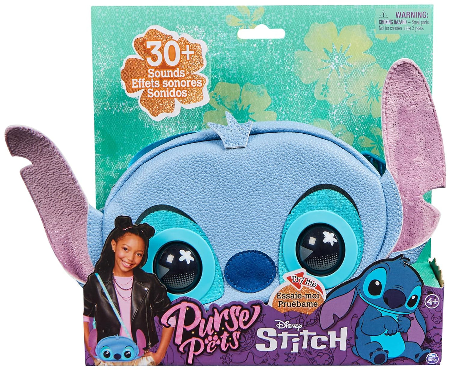 Purse Pets, Disney Stitch Interactive Pet Toy and Shoulder Bag with Over 30 Sounds and Reactions, Cross-Body Bag, Kids’ Toys for Girls