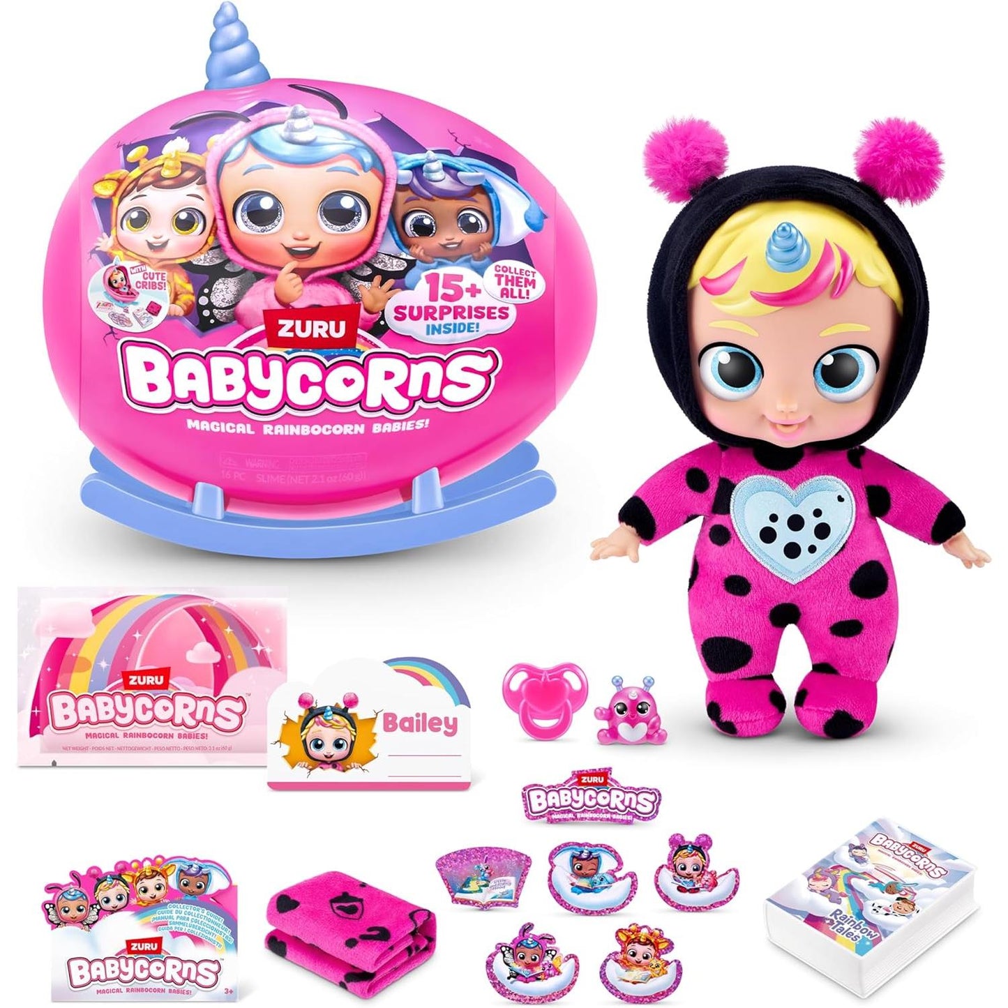 Babycorns ZURU Series 1 Small Ladybird Magic Baby Doll (Bailey) with Accessories, Surprise Unboxing Toy for Children, Girls