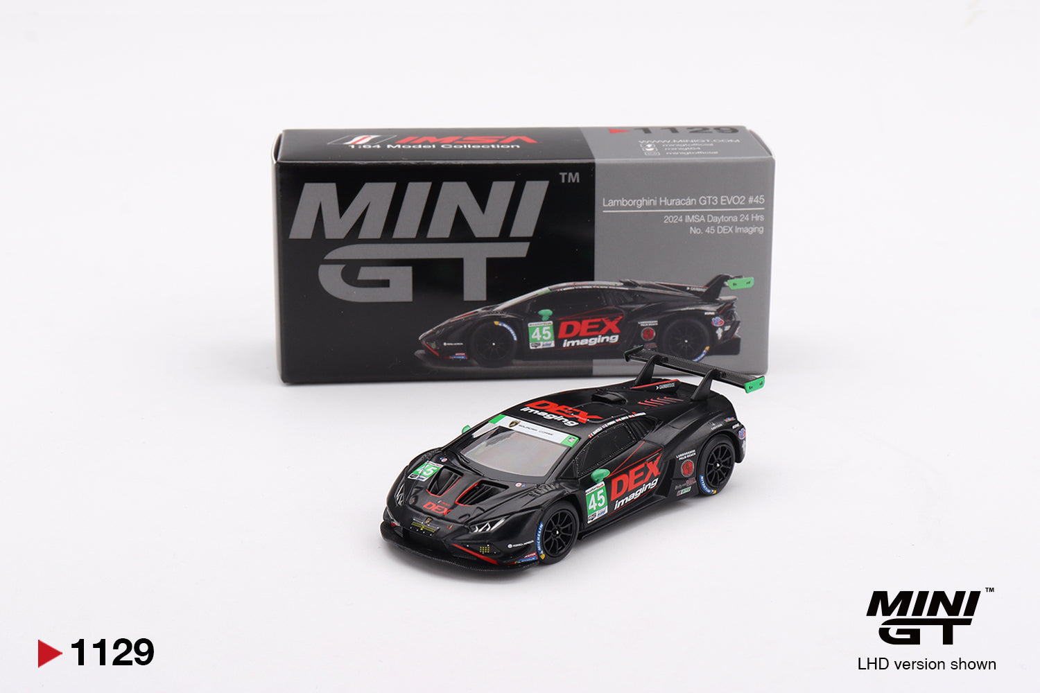 MINI GT Lamborghini Huracán GT3 EVO2 #45 No. 45 DEX Imaging  2024 IMSA Daytona 24 Hrs