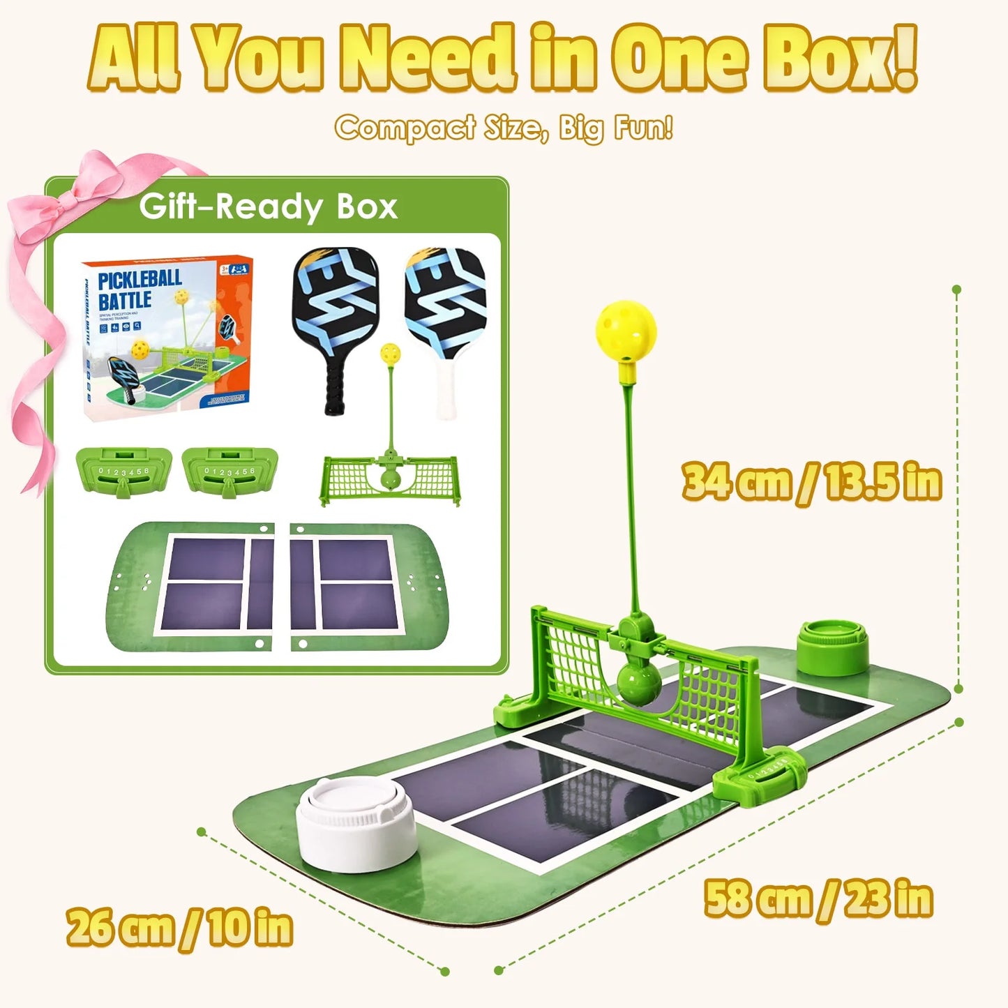 Indoor Tabletop Game for Kids, Board Game No Battery Needed 2 Player Family Interactive Toy for Boys & Girls Screen-Free Hand-Eye Coordination & Fine Motor Skills Gift (Pickle Court Battle)