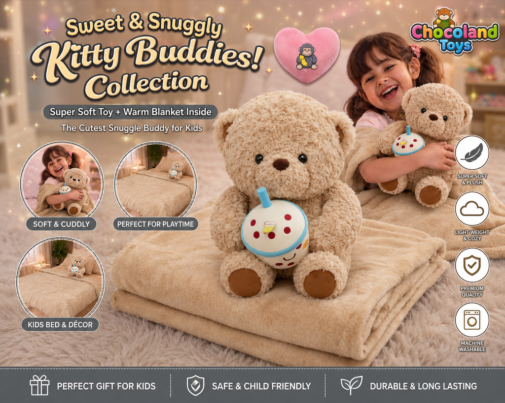 Plush 2-in-1 Teddy Bear Pillow Blanket