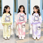 Lavender Tie-Dye Hello Kitty Girls' Sweatshirt and Wide-Leg Pants Set