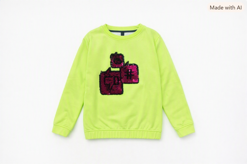 Kids Neon Lime Green Sequin Tracksuit / Co-ord Set