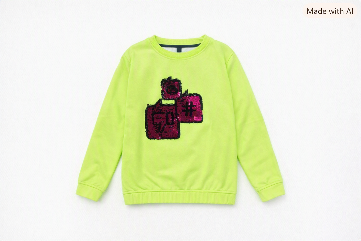 Kids Neon Lime Green Sequin Tracksuit / Co-ord Set