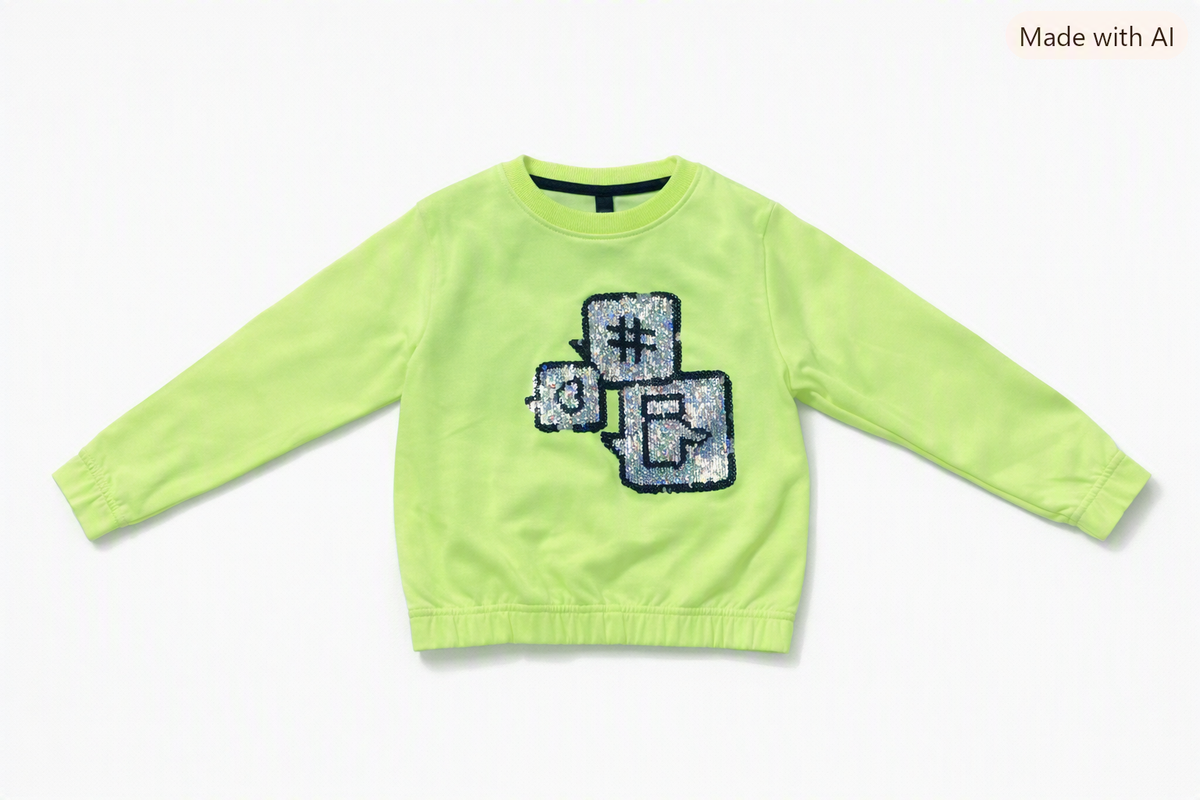 Kids Neon Lime Green Sequin Tracksuit / Co-ord Set