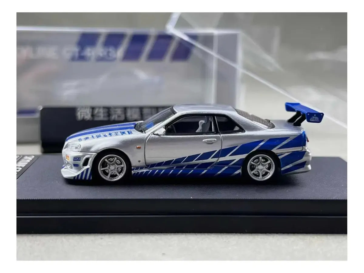 Time Micro 1:64 Skyline GT-R R34 Silver Blue - Fast & Farious