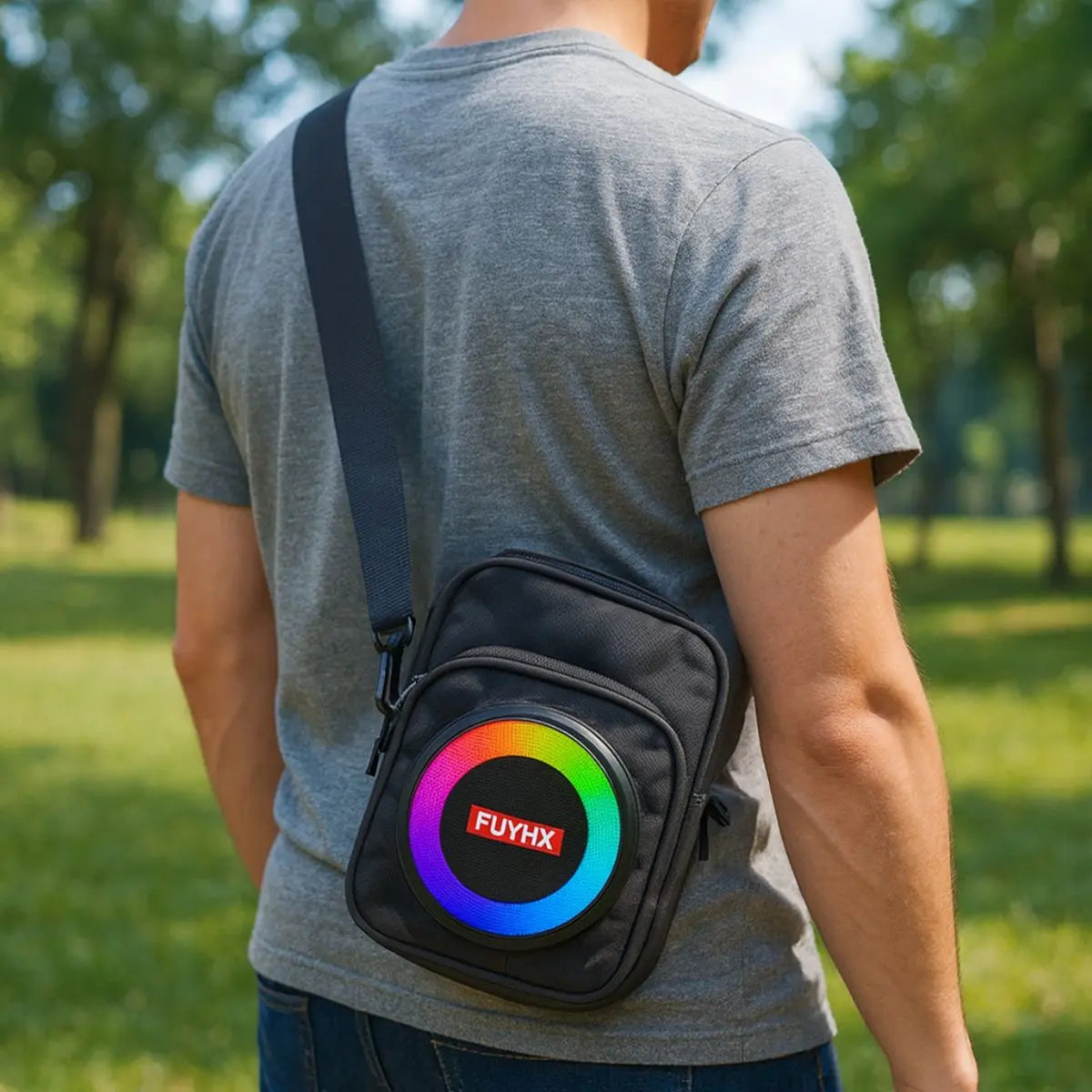 Bag Bluetooth Portable Rechargeable LED Speaker Pouch, Black