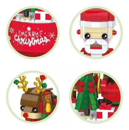 DR. STAR Building Block Set Of Santa And Reindeer With Musical Box 448