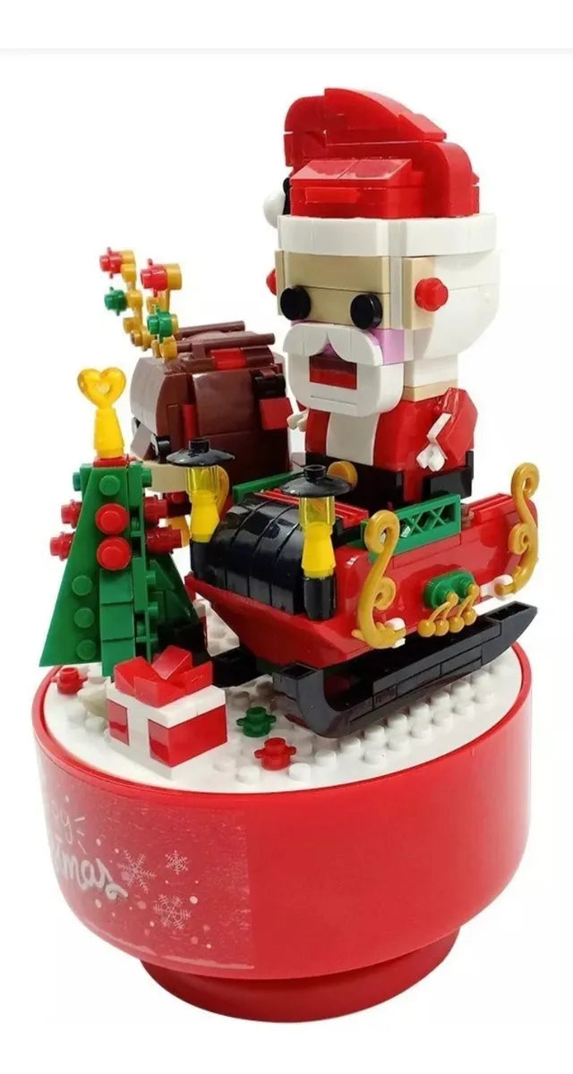 DR. STAR Building Block Set Of Santa And Reindeer With Musical Box 448