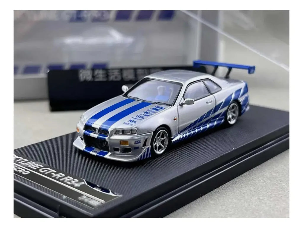 Time Micro 1:64 Skyline GT-R R34 Silver Blue - Fast & Farious