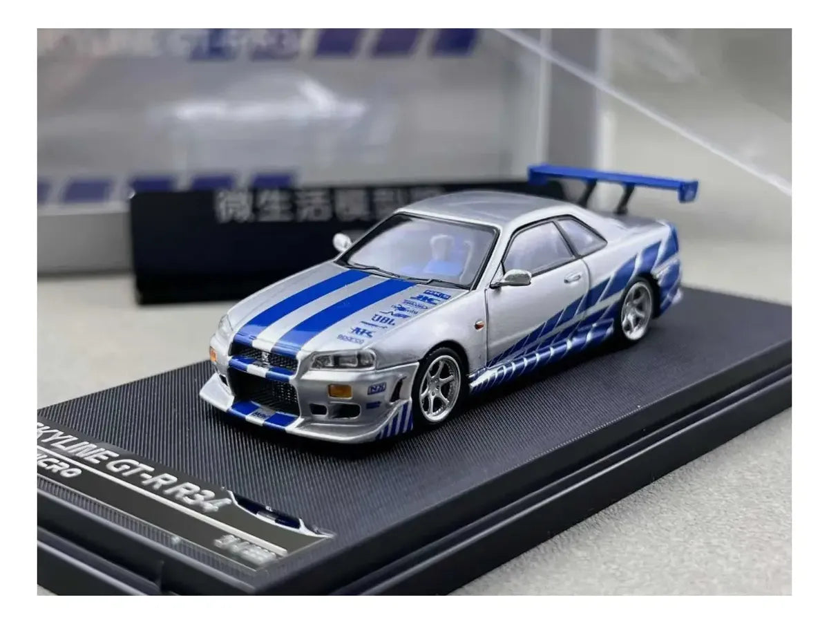 Time Micro 1:64 Skyline GT-R R34 Silver Blue - Fast & Farious