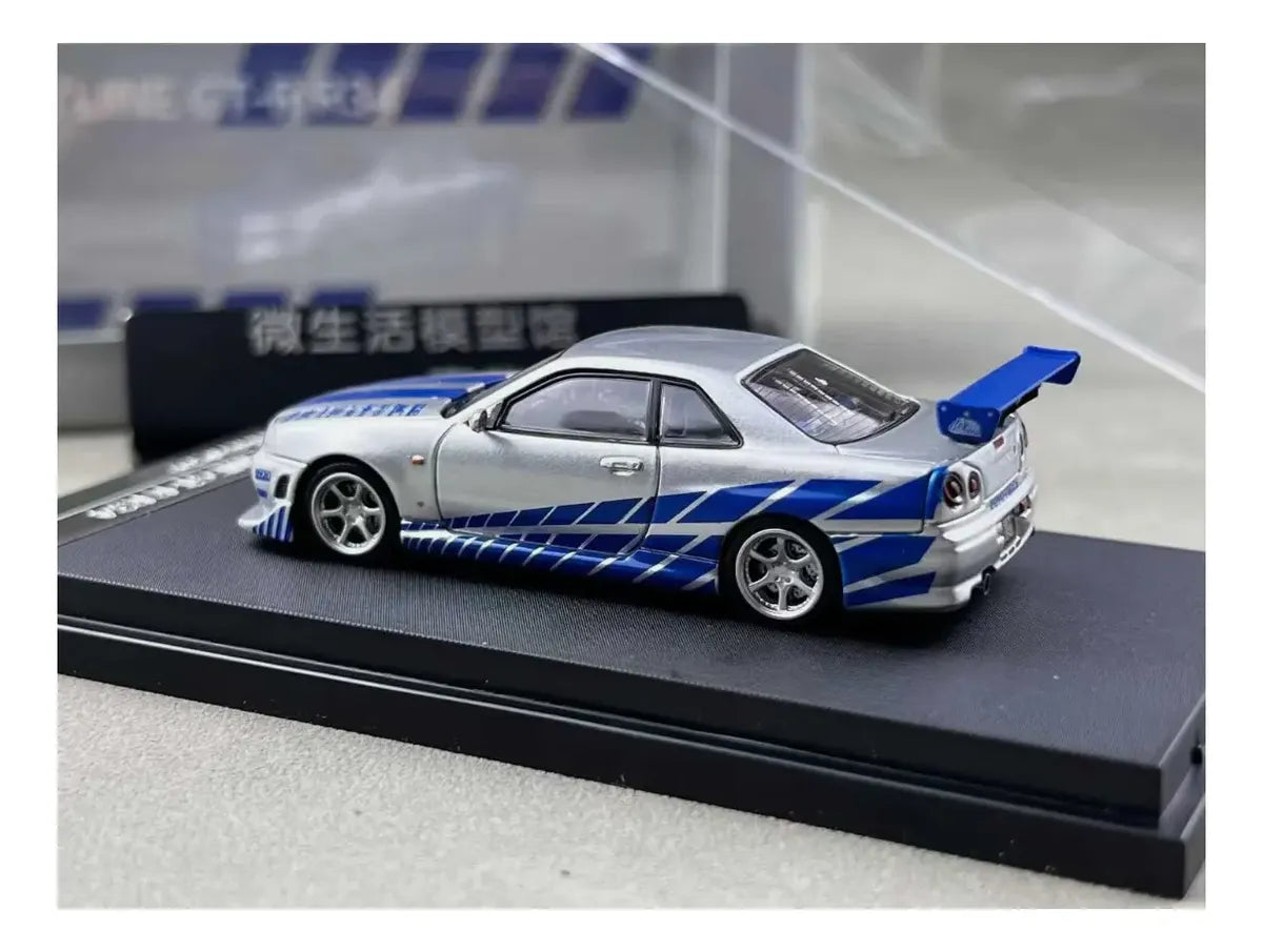 Time Micro 1:64 Skyline GT-R R34 Silver Blue - Fast & Farious