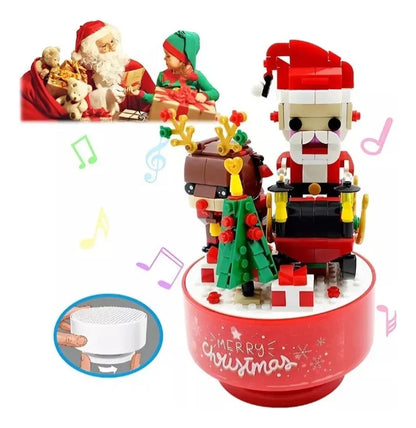 DR. STAR Building Block Set Of Santa And Reindeer With Musical Box 448