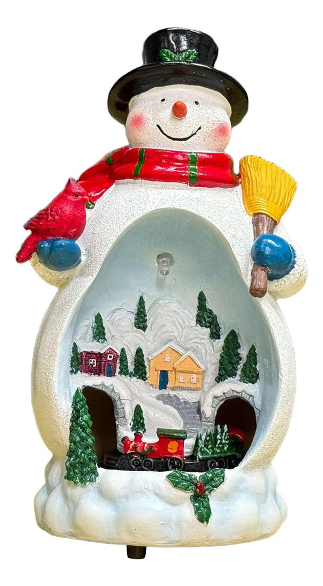 Christmas Rotating Train , Decorative Resin Christmas Figure for Snowman