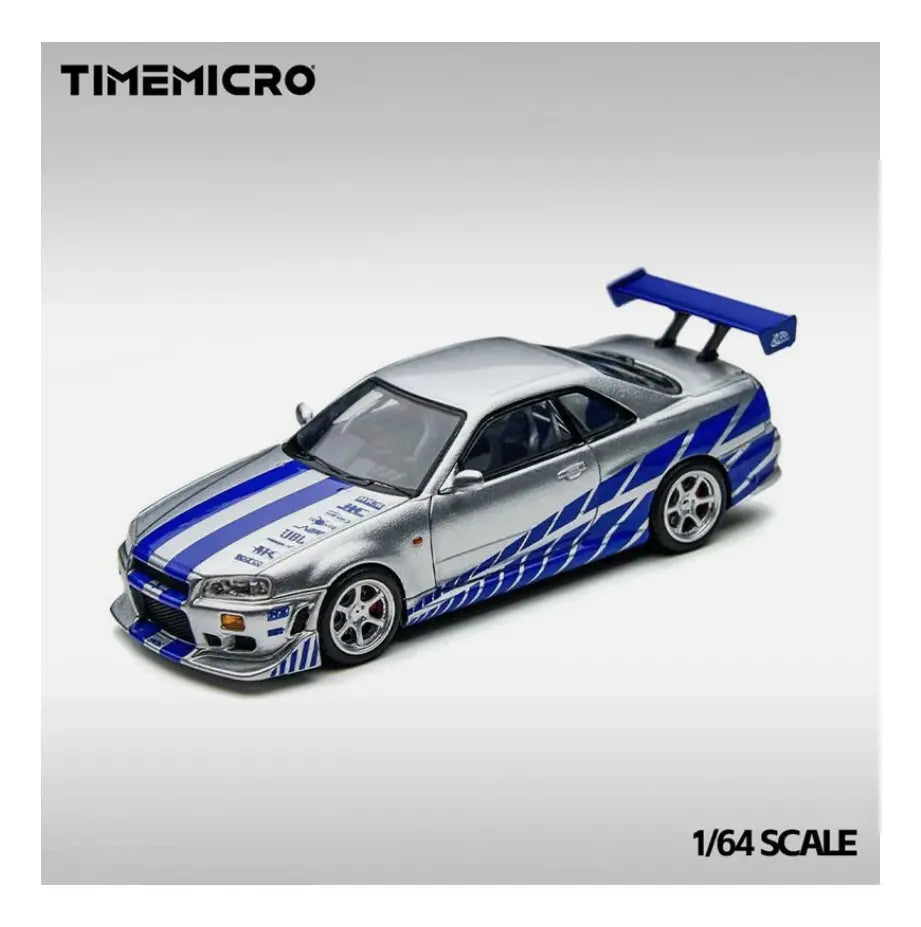 Time Micro 1:64 Skyline GT-R R34 Silver Blue - Fast & Farious