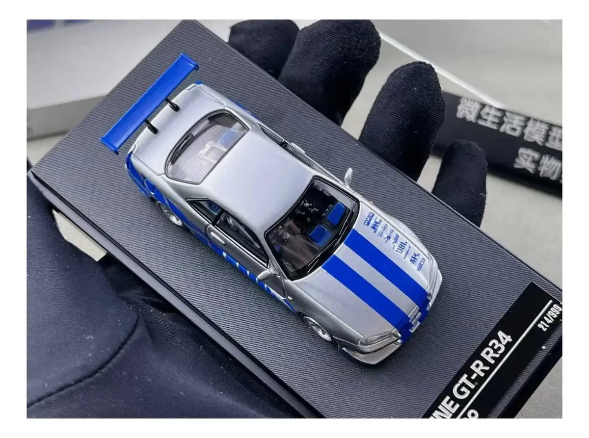 Time Micro 1:64 Skyline GT-R R34 Silver Blue - Fast & Farious