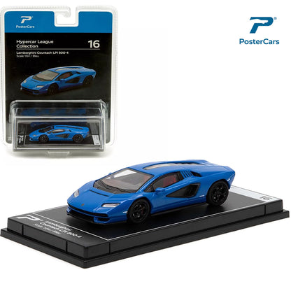 PosterCars Hypercar League Collection Lamborghini Countacg LPI 800 -4 Blue 1:64 Scale