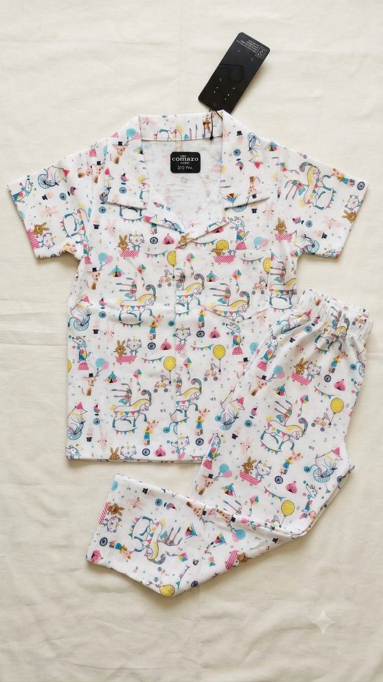 Adorable Circus Carnival Print Kids Pajama Set