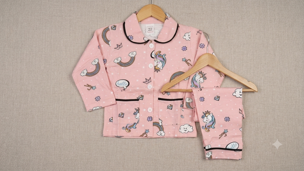 Kids Unicorn Print Cotton Pajama Night Suit Set