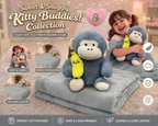 Sweet & Snuggly Kitty Buddies Collection – Grey Monkey Plush with Warm Blanket