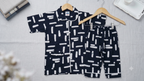 Abstract Print Cotton Night Suit Set – Navy Blue & White