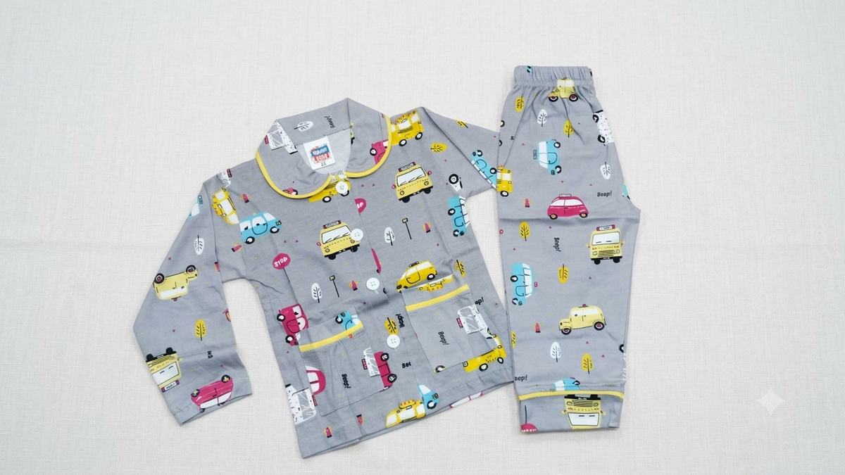 Kids Transportation-Print Cotton Night Suit Set