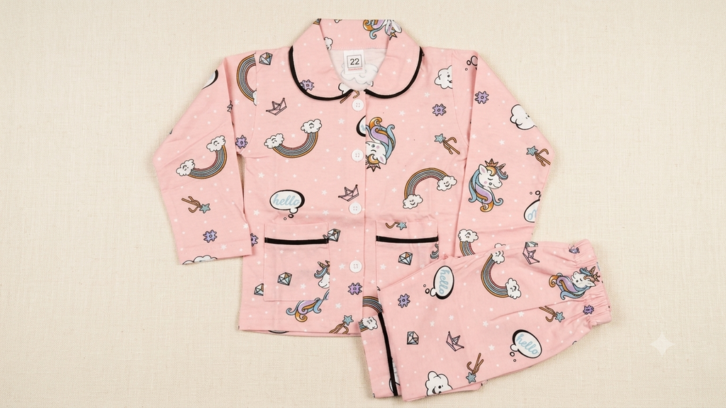 Kids Unicorn Print Cotton Pajama Night Suit Set