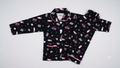 Kids Printed Full-Sleeve Cotton Night Suit Set (Black)