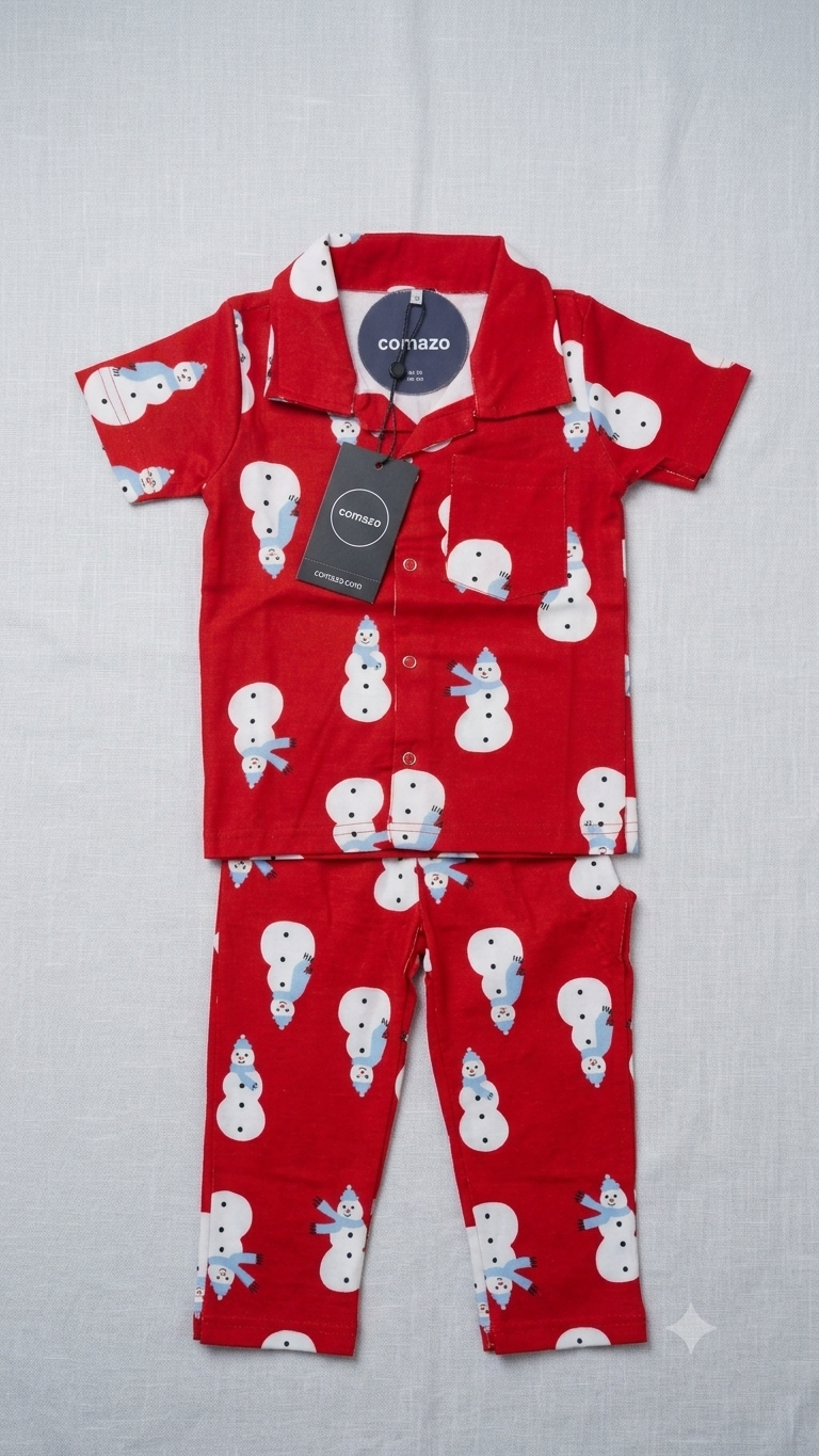 Festive Red Snowman Sleepwear Set