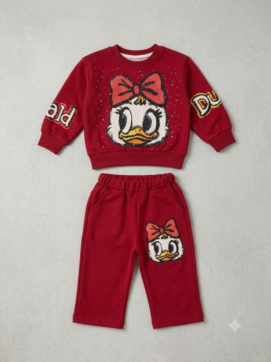 Girls Daisy Duck Fleece Long Sleeve Sweatshirt and Sweatpants Set