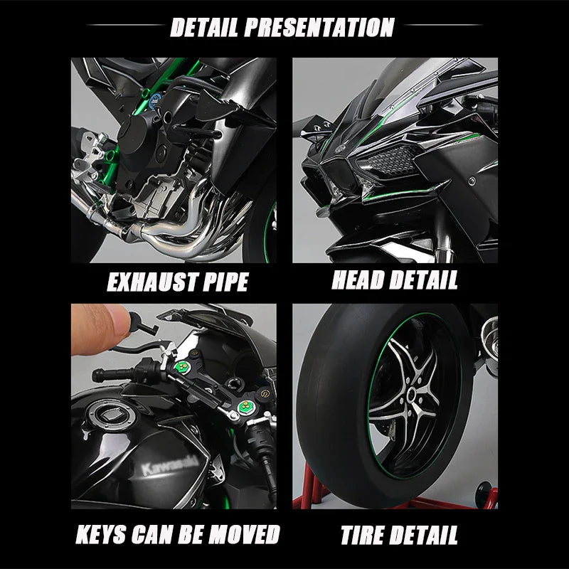 Speed Motocycle 1:9 Scale Kawasaki Ninja H2R Diecast Motorcycle Model with Display Stand