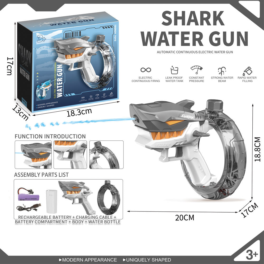 Electric Sprinkler Shark Shape Plastic ABS Water Gun Toy for Boys Beach Sand Play Summer