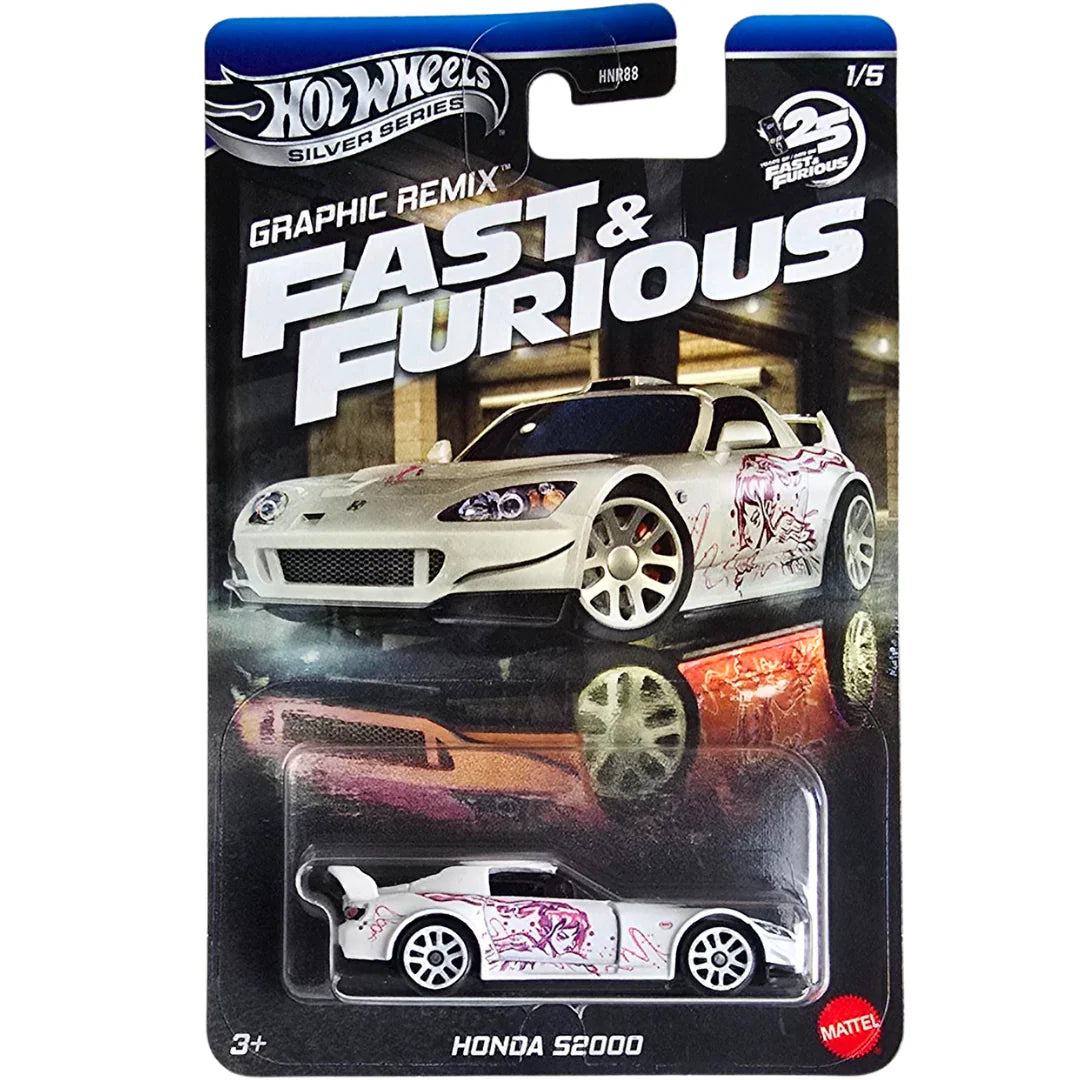 Hot Wheels Honda S2000 Scale 1:64 Imported 2025 Fast and Furious Silver Series Graphic Remix