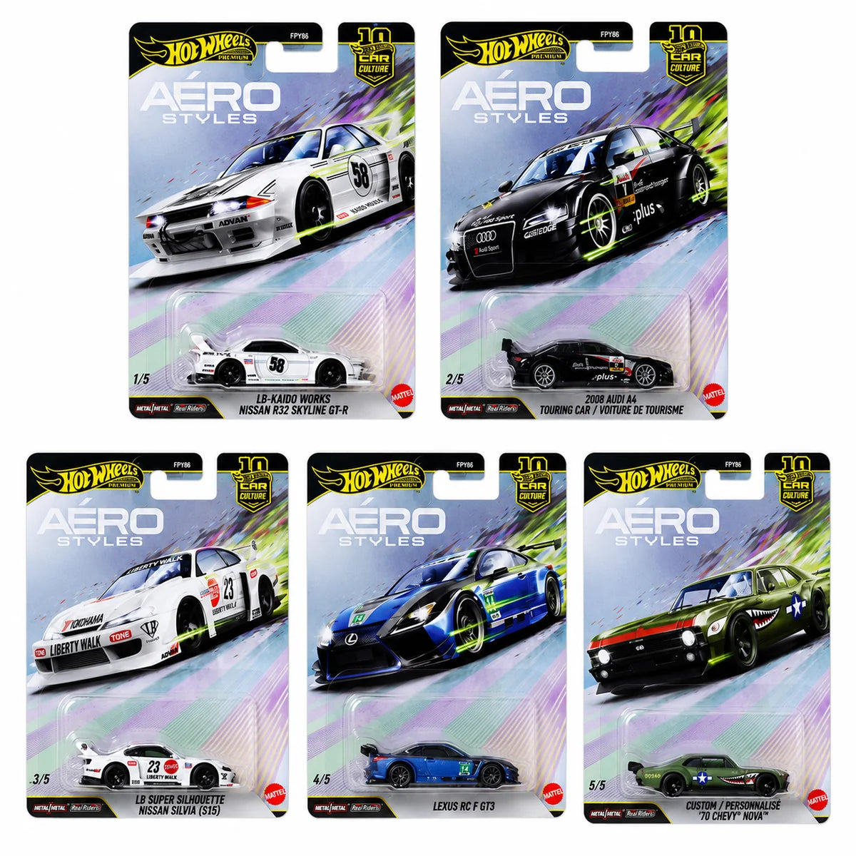 Hot Wheels Premium 1:64 Aero Styles Set Of 5 ( Imported )