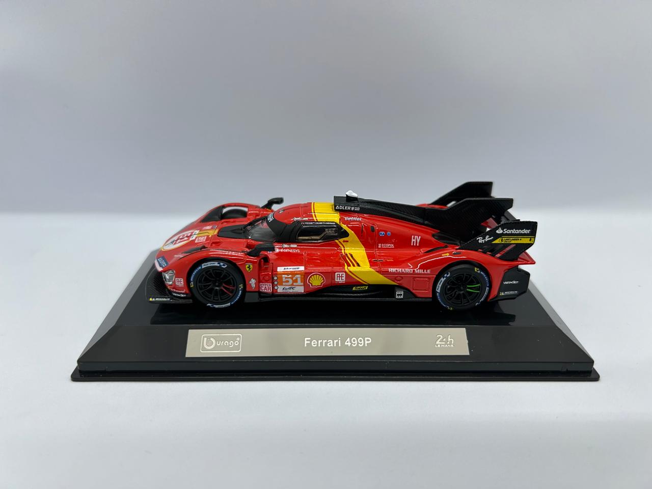 Bburago Ferrari 499P No.51 LMH Red Model Side View Cocoland Toys
