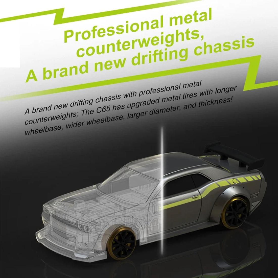 Turbo Racing C65 miniature RC car highlighting professional metal counterweight chassis Cocoland Toys